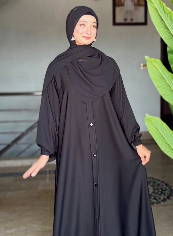 Haya Bloom Abaya - Royal Black Haya Bloom Abaya - Royal Black