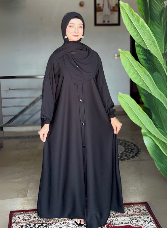 Haya Bloom Abaya - Royal Black Haya Bloom Abaya - Royal Black - Image 2