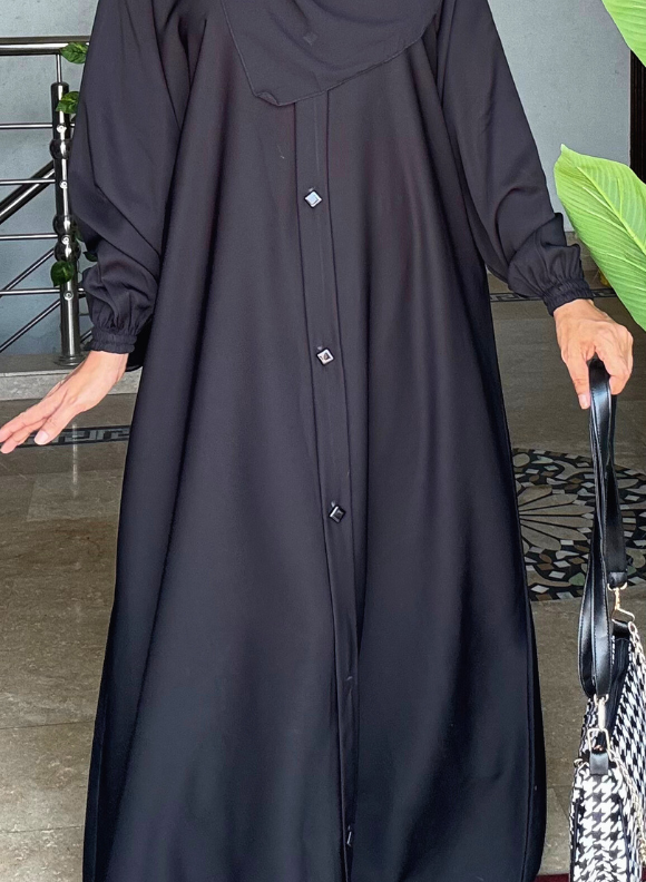 Haya Bloom Abaya - Royal Black Haya Bloom Abaya - Royal Black - Image 4