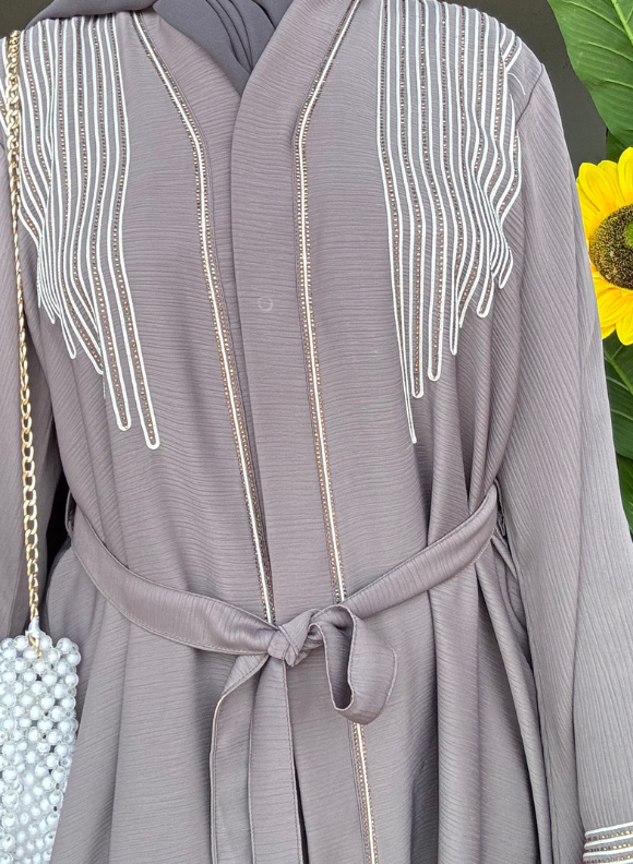 Almas Abaya - Moss Grey Almas Abaya - Moss Grey - Image 5