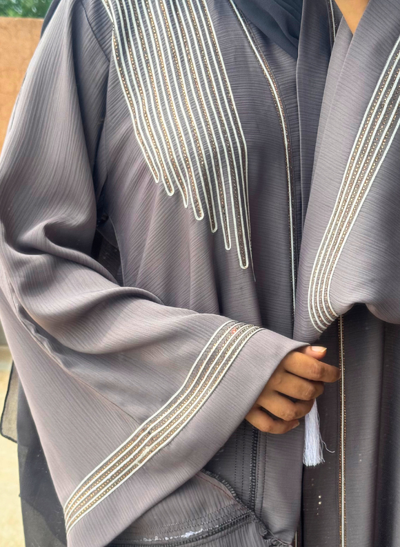 Almas Abaya - Moss Grey Almas Abaya - Moss Grey - Image 6
