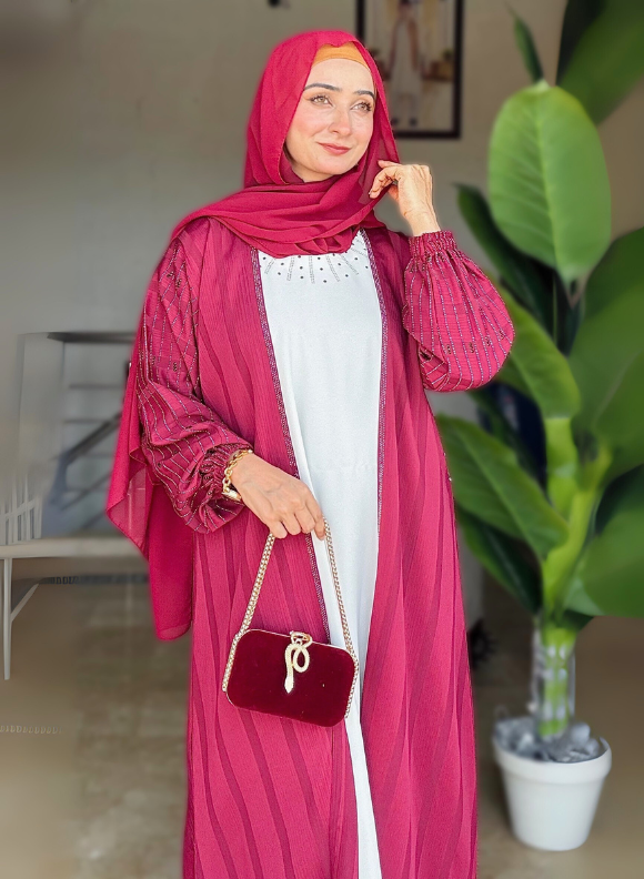 Rosewood Abaya - Maroon Rosewood Abaya - Maroon - Image 2