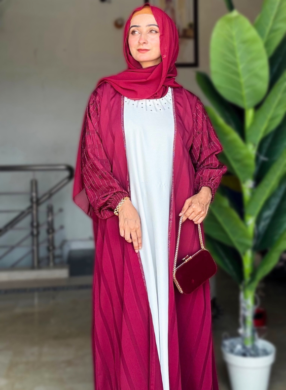 Rosewood Abaya - Maroon Rosewood Abaya - Maroon - Image 3